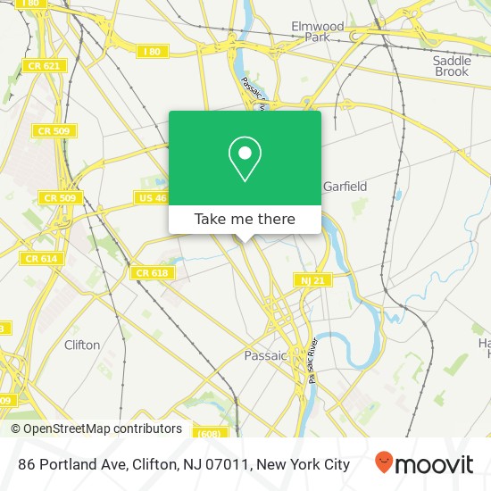 Mapa de 86 Portland Ave, Clifton, NJ 07011