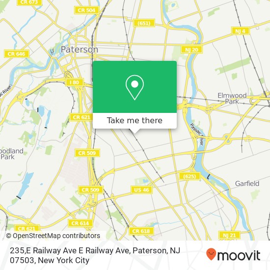 Mapa de 235,E Railway Ave E Railway Ave, Paterson, NJ 07503