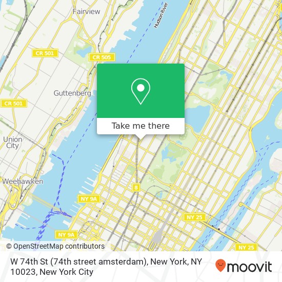 Mapa de W 74th St (74th street amsterdam), New York, NY 10023