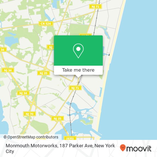 Mapa de Monmouth Motorworks, 187 Parker Ave