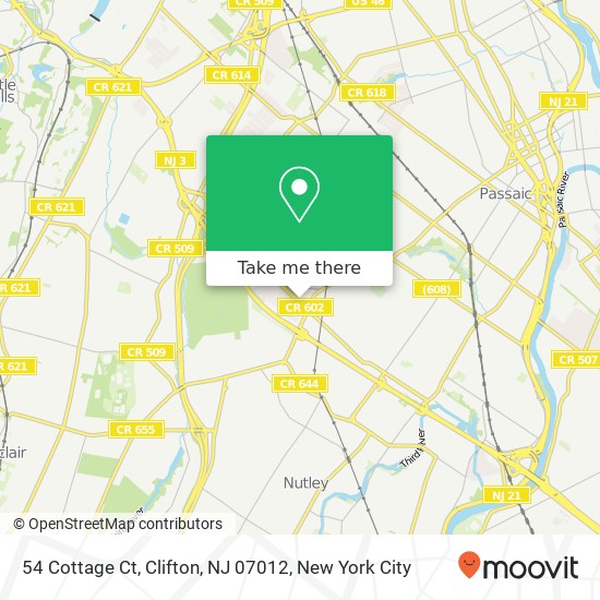 Mapa de 54 Cottage Ct, Clifton, NJ 07012