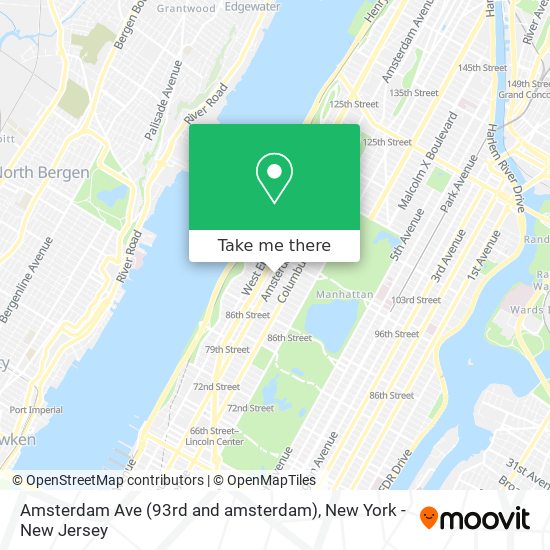 Amsterdam Ave (93rd and amsterdam) map