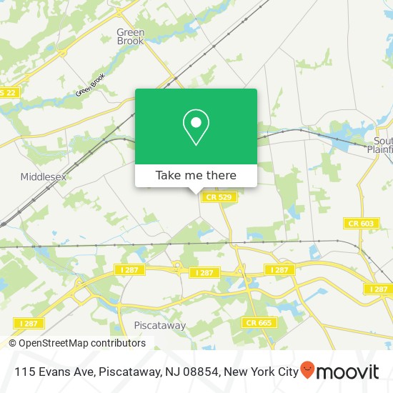 Mapa de 115 Evans Ave, Piscataway, NJ 08854