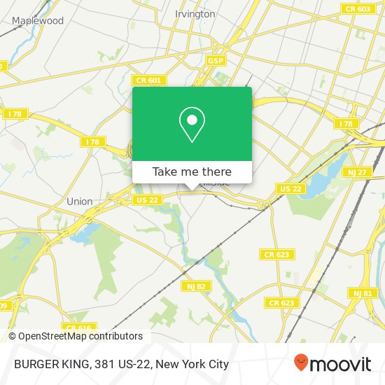 BURGER KING, 381 US-22 map