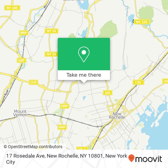 Mapa de 17 Rosedale Ave, New Rochelle, NY 10801