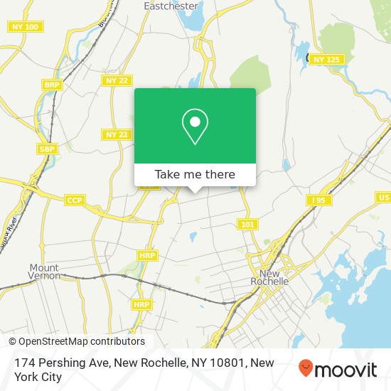 Mapa de 174 Pershing Ave, New Rochelle, NY 10801