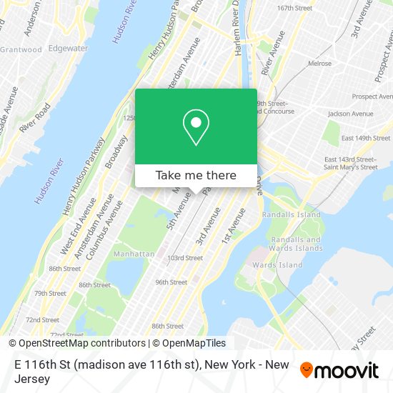 Mapa de E 116th St (madison ave 116th st)