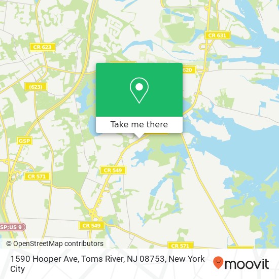 Mapa de 1590 Hooper Ave, Toms River, NJ 08753