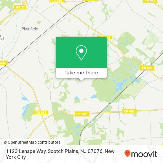 Mapa de 1123 Lenape Way, Scotch Plains, NJ 07076