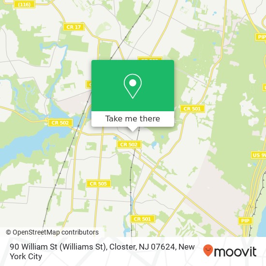 Mapa de 90 William St (Williams St), Closter, NJ 07624