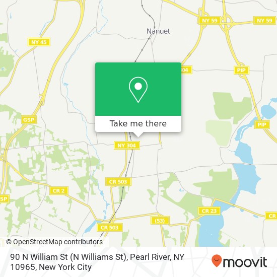 Mapa de 90 N William St (N Williams St), Pearl River, NY 10965