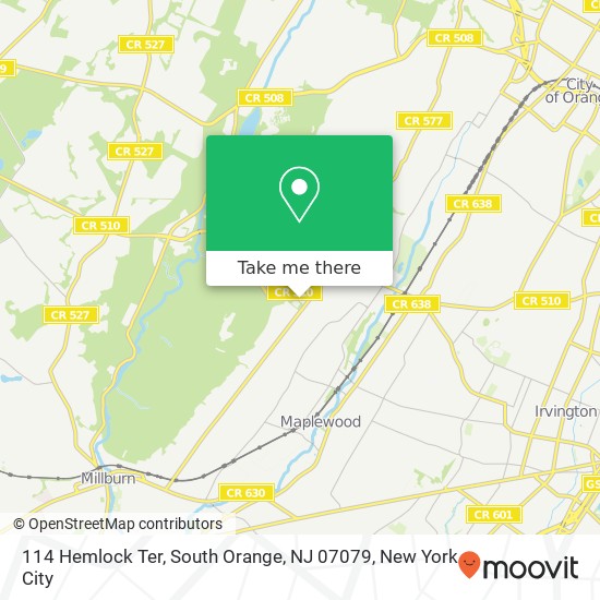 Mapa de 114 Hemlock Ter, South Orange, NJ 07079