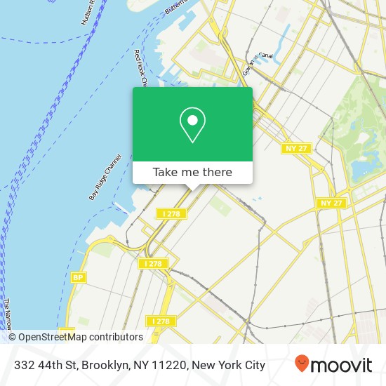 Mapa de 332 44th St, Brooklyn, NY 11220