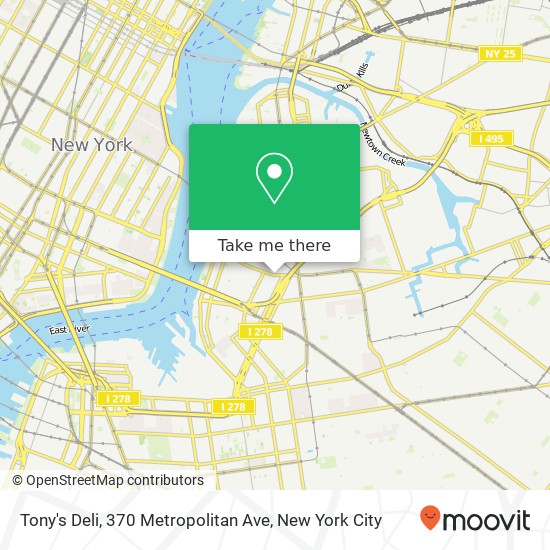 Tony's Deli, 370 Metropolitan Ave map