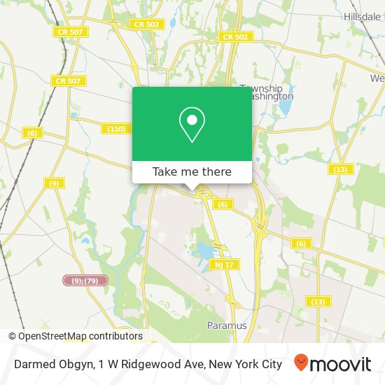 Mapa de Darmed Obgyn, 1 W Ridgewood Ave