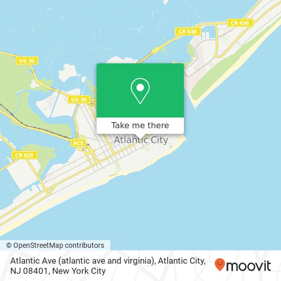 Atlantic Ave (atlantic ave and virginia), Atlantic City, NJ 08401 map
