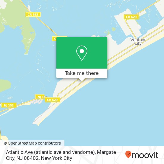 Mapa de Atlantic Ave (atlantic ave and vendome), Margate City, NJ 08402