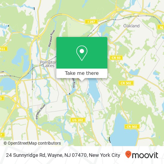 Mapa de 24 Sunnyridge Rd, Wayne, NJ 07470