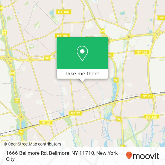 Mapa de 1666 Bellmore Rd, Bellmore, NY 11710