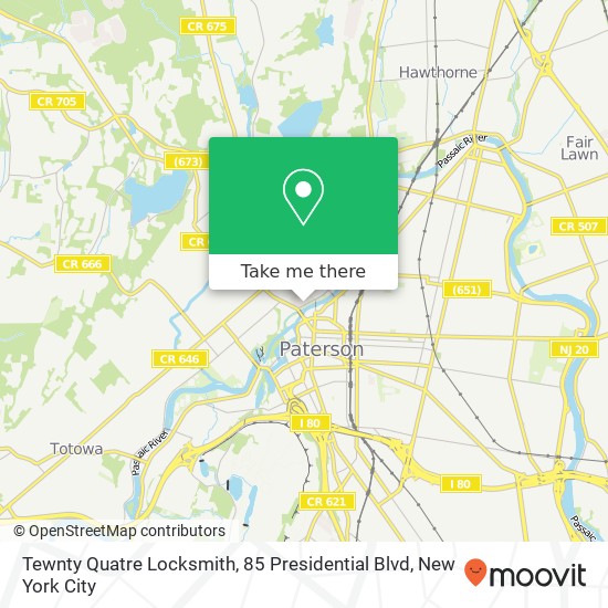 Mapa de Tewnty Quatre Locksmith, 85 Presidential Blvd