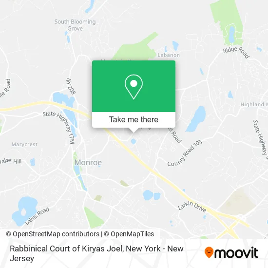 Rabbinical Court of Kiryas Joel map