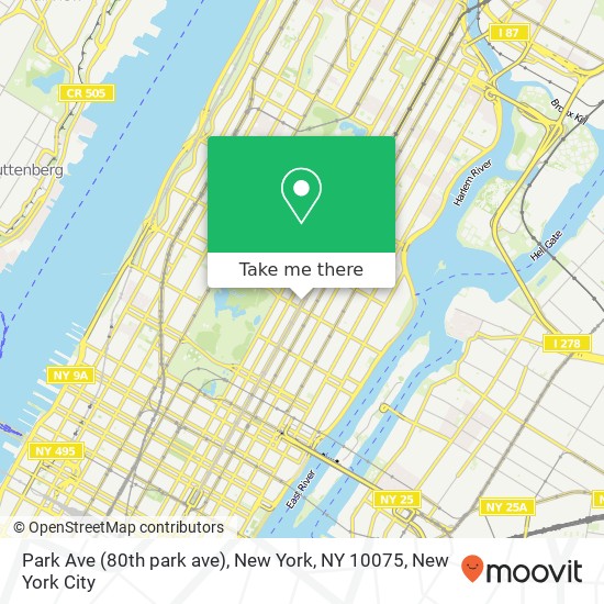Mapa de Park Ave (80th park ave), New York, NY 10075