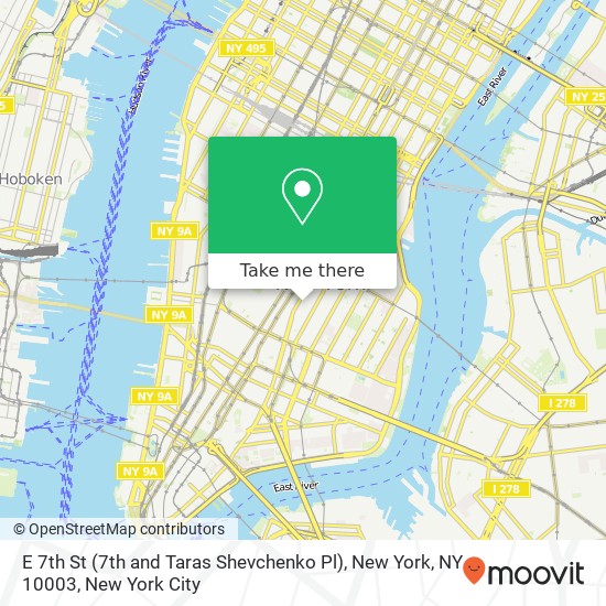 Mapa de E 7th St (7th and Taras Shevchenko Pl), New York, NY 10003