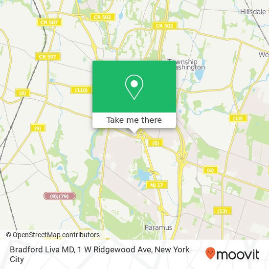 Mapa de Bradford Liva MD, 1 W Ridgewood Ave