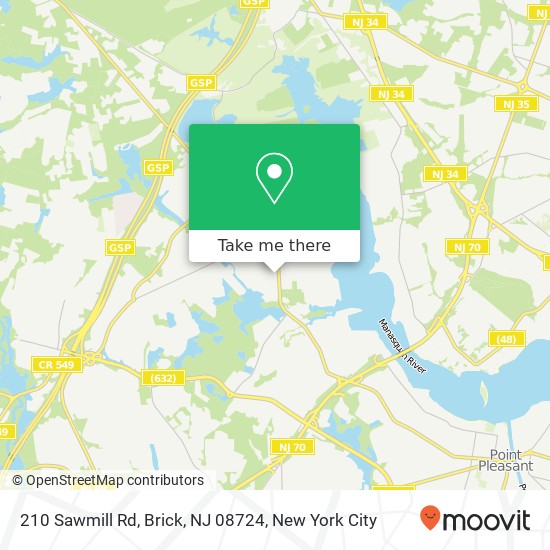 Mapa de 210 Sawmill Rd, Brick, NJ 08724