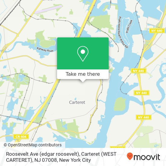 Roosevelt Ave (edgar roosevelt), Carteret (WEST CARTERET), NJ 07008 map