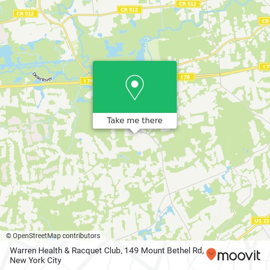 Mapa de Warren Health & Racquet Club, 149 Mount Bethel Rd