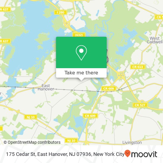 Mapa de 175 Cedar St, East Hanover, NJ 07936