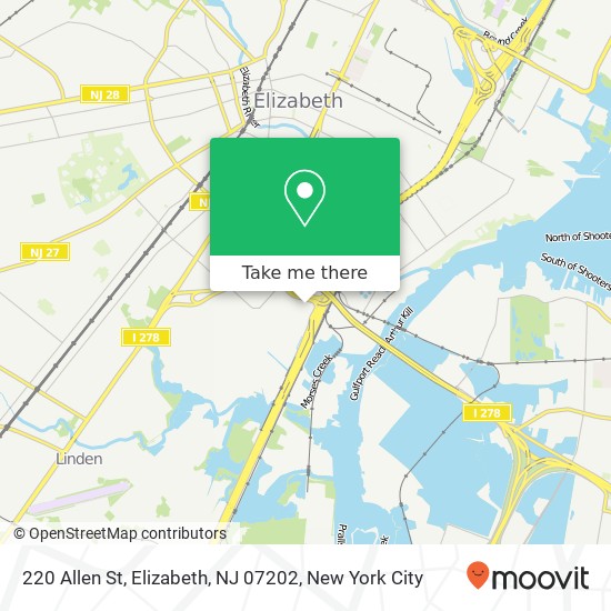 Mapa de 220 Allen St, Elizabeth, NJ 07202