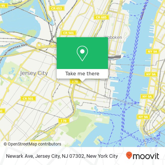 Mapa de Newark Ave, Jersey City, NJ 07302