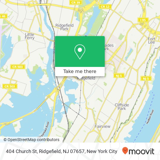 Mapa de 404 Church St, Ridgefield, NJ 07657