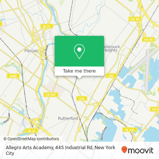 Mapa de Allegro Arts Academy, 445 Industrial Rd