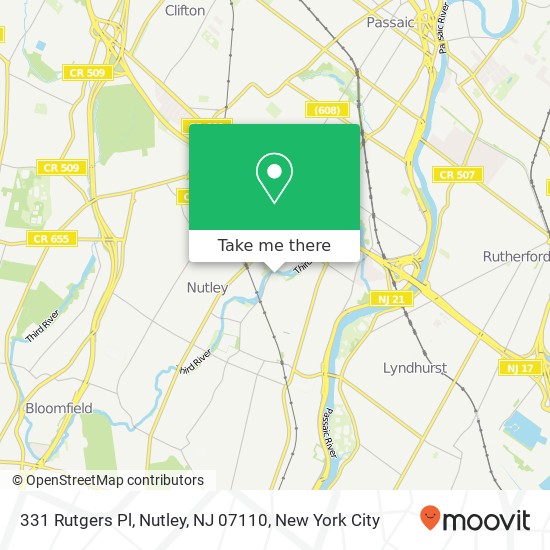Mapa de 331 Rutgers Pl, Nutley, NJ 07110