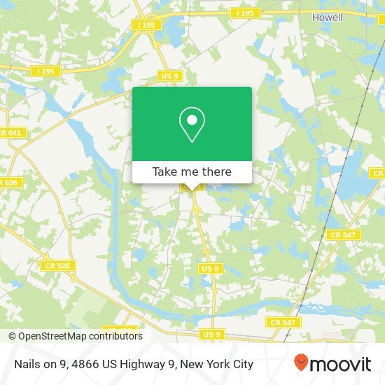 Nails on 9, 4866 US Highway 9 map