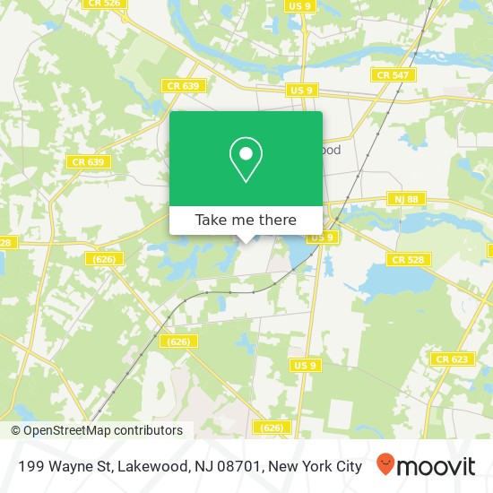 Mapa de 199 Wayne St, Lakewood, NJ 08701