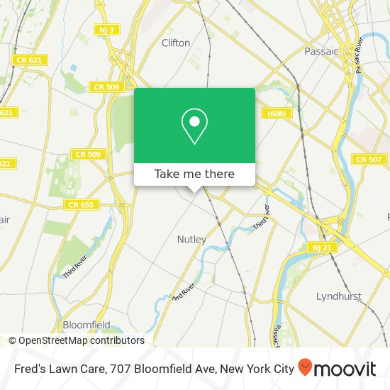 Mapa de Fred's Lawn Care, 707 Bloomfield Ave