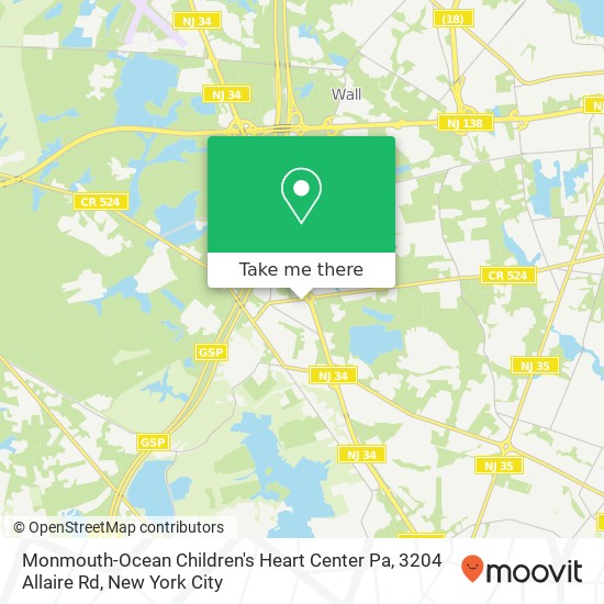 Monmouth-Ocean Children's Heart Center Pa, 3204 Allaire Rd map