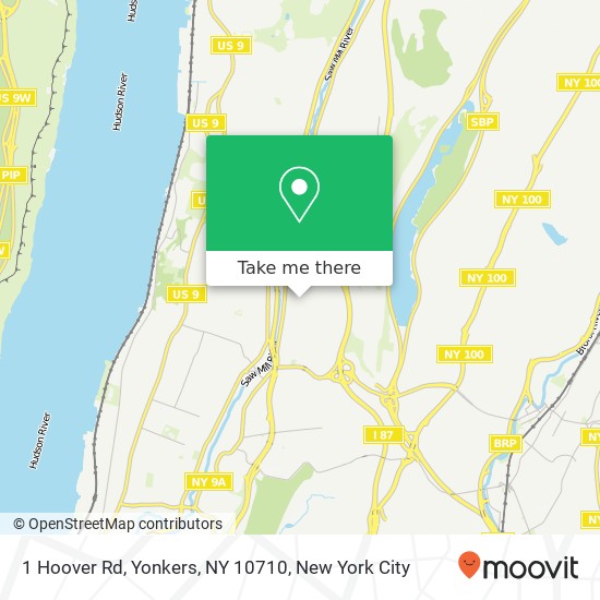 Mapa de 1 Hoover Rd, Yonkers, NY 10710