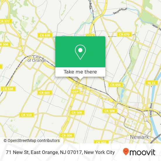 Mapa de 71 New St, East Orange, NJ 07017