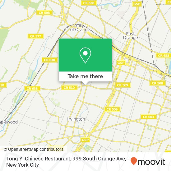 Tong Yi Chinese Restaurant, 999 South Orange Ave map