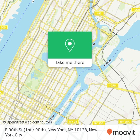E 90th St (1st / 90th), New York, NY 10128 map