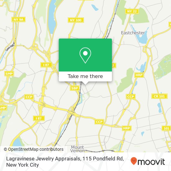 Lagravinese Jewelry Appraisals, 115 Pondfield Rd map