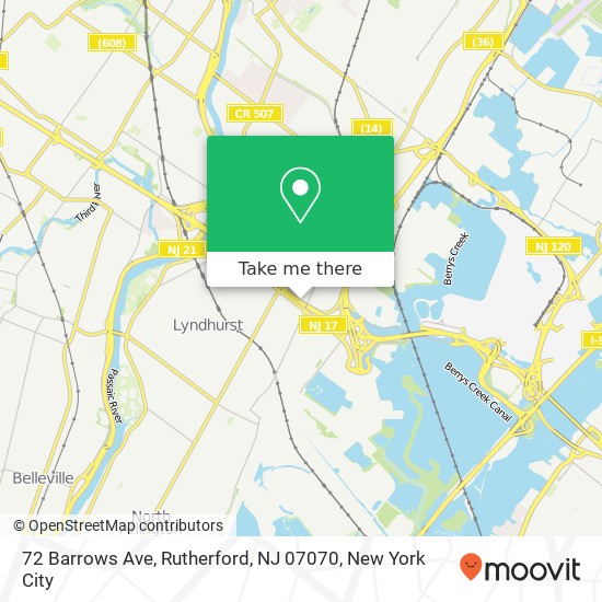 Mapa de 72 Barrows Ave, Rutherford, NJ 07070