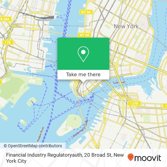 Mapa de Financial Industry Regulatoryauth, 20 Broad St