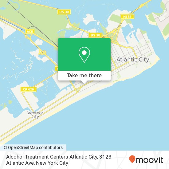 Alcohol Treatment Centers Atlantic City, 3123 Atlantic Ave map