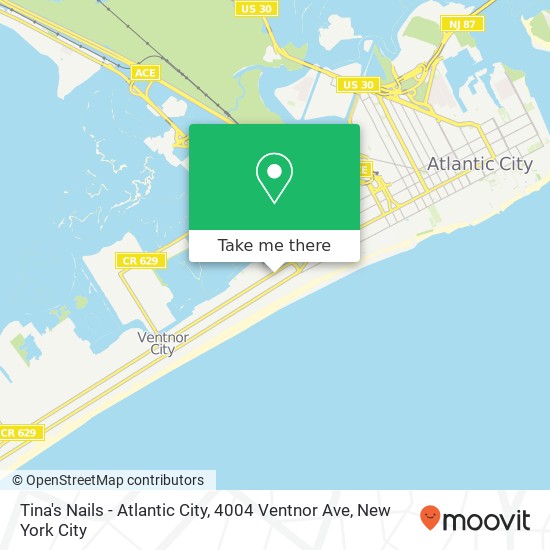 Mapa de Tina's Nails - Atlantic City, 4004 Ventnor Ave